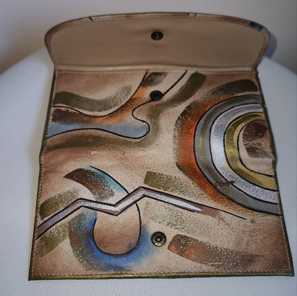 NWT Vintage Sam Sam Hand-Painted Leather Wallet - Picture 4 of 4